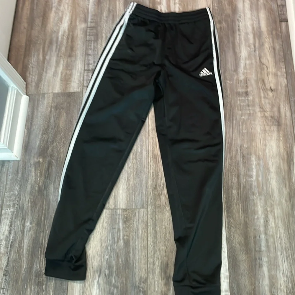 Adidas Black Stripe Sweatpants Joggers Soccer Pants Boys 14/16